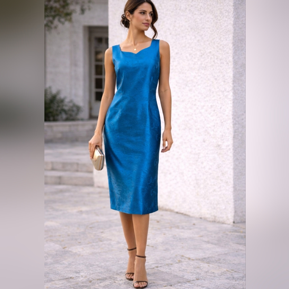 Elegant Teal Sheath Dress - Sleeveless Cocktail Dress